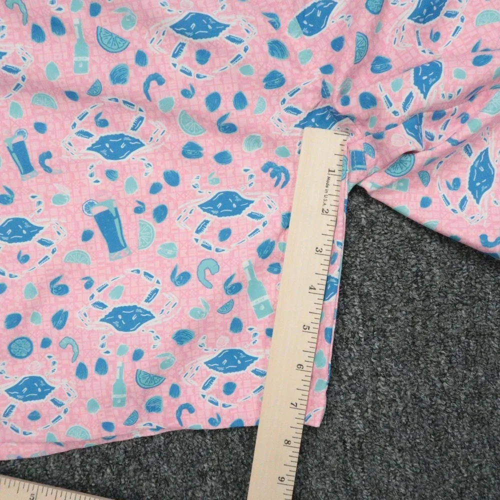 Peter Millar Shorts Mens XL Pink Blue Print Seaside Collection Shorts Lined Crab